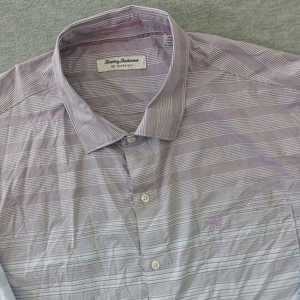 Tommy Bahama The Siesta Key Mens XL Purple Blue Ombre Striped Button Down Shirt